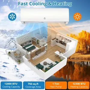 OP-12000 BTU Mini Split Air Conditioner & Heating System, Split System Air Conditioners, Wifi Enabled 21 SEER2 208v- 230v Ductless AC Cools Rooms Up to 750 Sq. Ft, Compatible with Alexa, 16.4Ft Installat