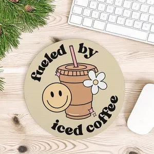 Cute Cartoon Coffee Pattern Mouse Pad, Multipurpose Round Small Mouse Pad, 1 Count Non-slip Rubber Base Mouse Mat, Office Supplies Office Decor For Home Work Game, Mouse Pad For Gaming