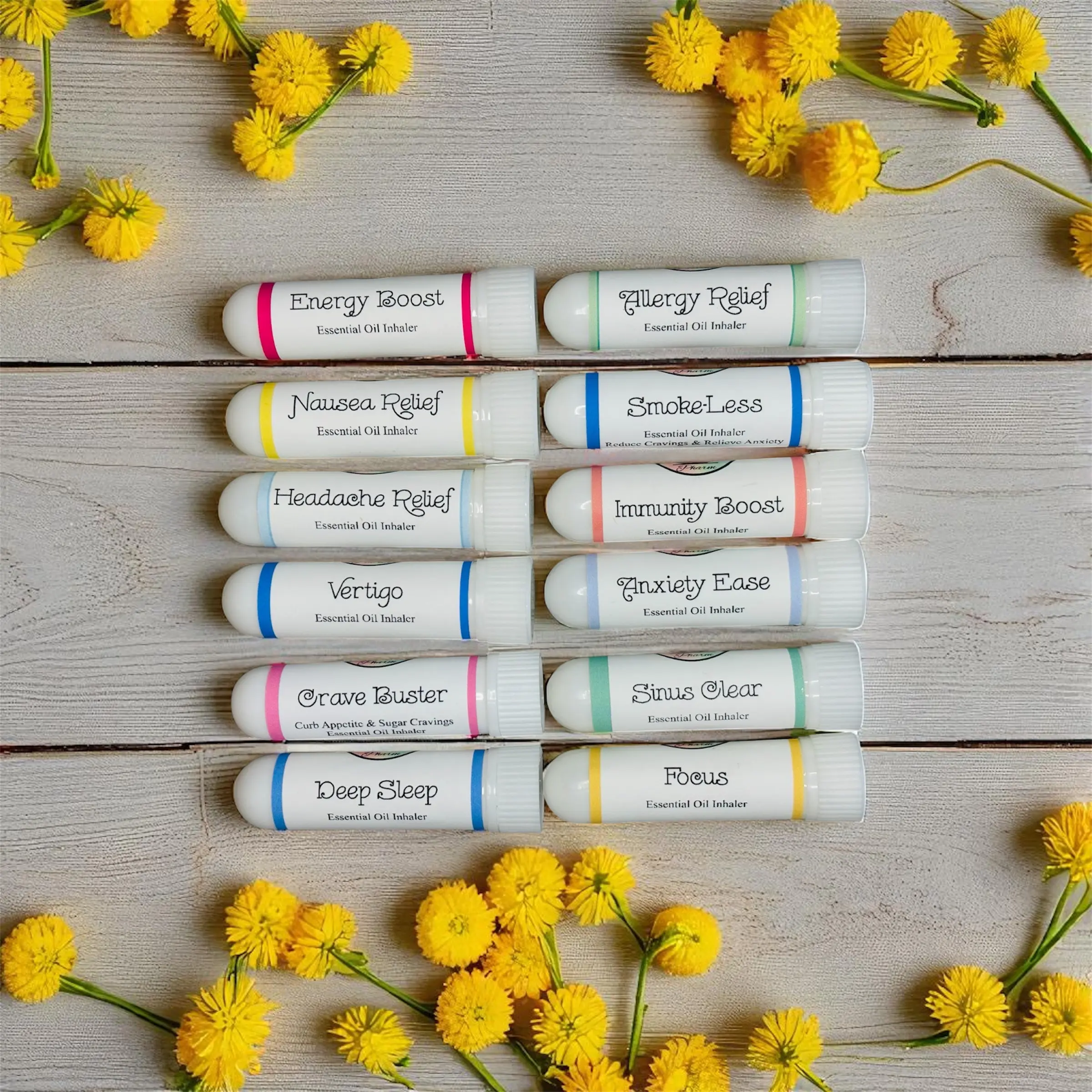 Set of 4 Aromatherapy Inhalers | Essential Oil Inhalers | Inhaler with Essential Oil | Self Care Gift | Calming | Unique Gift | Nasal Stick