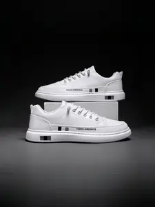 Men's Korean Style White Shoes | Leather Skate Sneakers | Classic Casual Wear | Walking Shoes | Athletic Sports Shoes | Breathable Casual Shoes | Athletic Trainer Sneaker