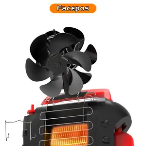 Wood Stove Fan Heat Powered, Facepos 12 Blade Wood Burning Stove Fan for Buddy Heater, Fireplace Fan Non-Electric, Dual Motors