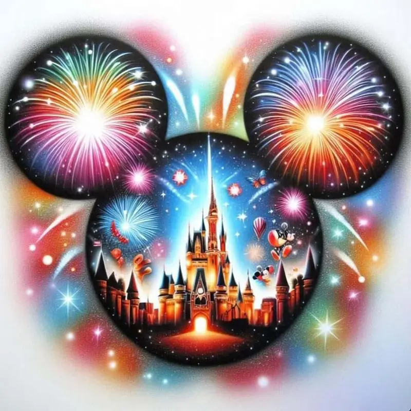 5D DIY Full Drill Round Diamond Painting - Diamond Painting Kit Castle Fireworks Mosaic Canvas DIY Wall Art, Home Wall Decoration, Crafts