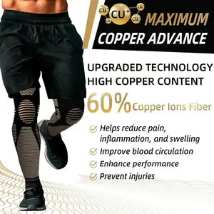 Full Leg Compression Copper Knee Sleeves Anti Slip Compression Stockings Support for Thigh Knee Calf Arthritis 20-30mmHg Reduce Varicose Veins Swelling for Men Women