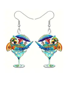 Cocktail Glass Design Dangle Earrings, Fashionable Acrylic Jewelry for Women, Trendy All-match & Exquisite Jewelry for Birthday Gift, Fruit Veggie Earrings