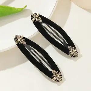 Bumblebee 2pcs Velvet Hair Clips for Bangs & Side Parts - Elegant & Sweet School Outfit Accessory for Daily Wear, Festivals, Parties & Dance Events
