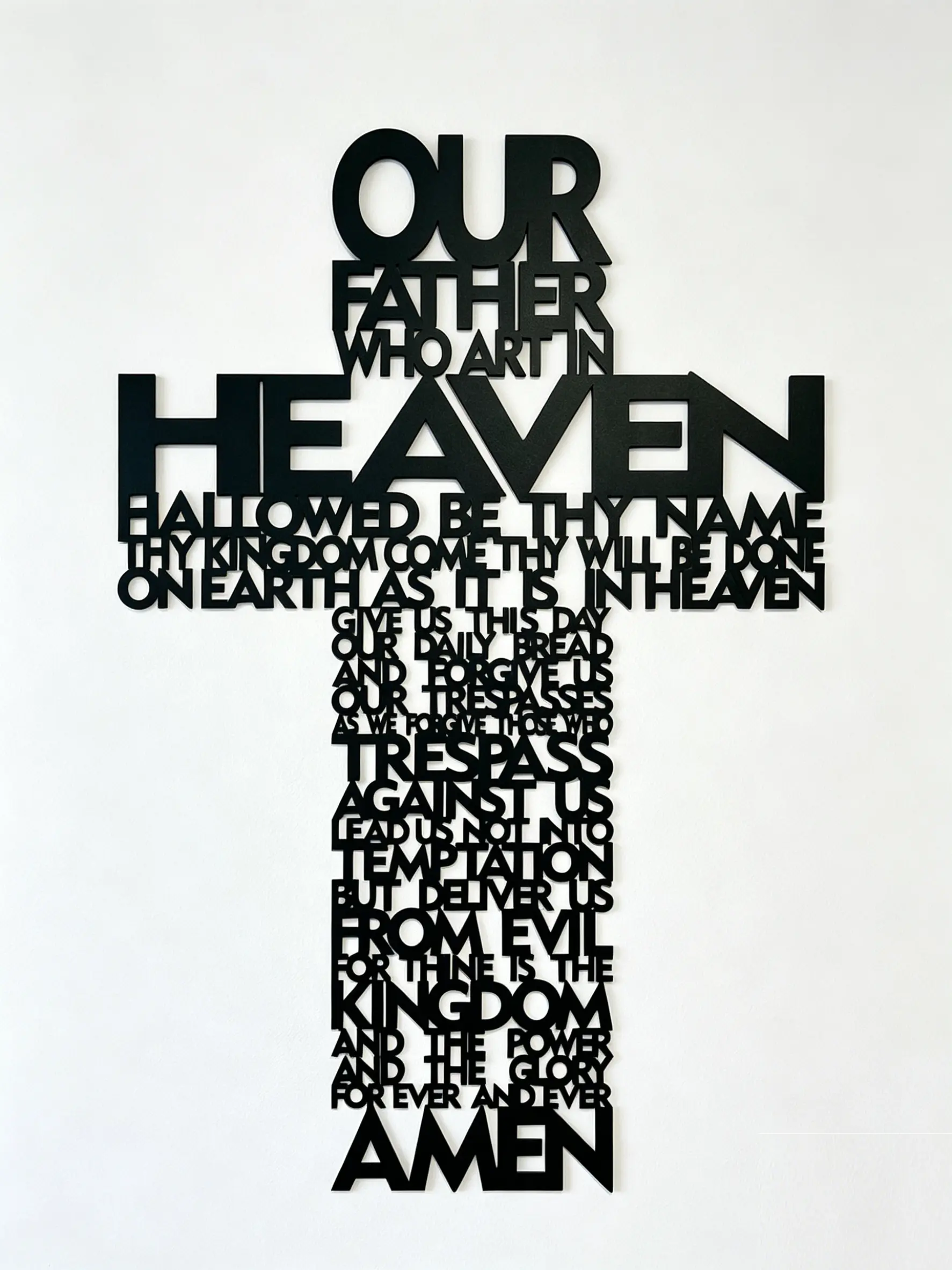 Lord’s Prayer Cross Metal Wall Art, “Our Father” Christian Decor, Biblical Cross Metal Sign, Religious Home Wall Decor, Christian Gift