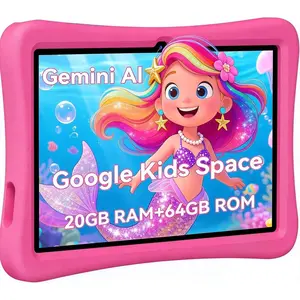 Kid's Android Touchscreen Tablet with Parental Controls, 20GB RAM, 64GB ROM, 1TB Expandable Storage, Dual Camera, 6000mAh Battery, WiFi 6, Shockproof EVA Case, Stand, Pink - Portable, Foldable, Wireless Bluetooth Device for Games