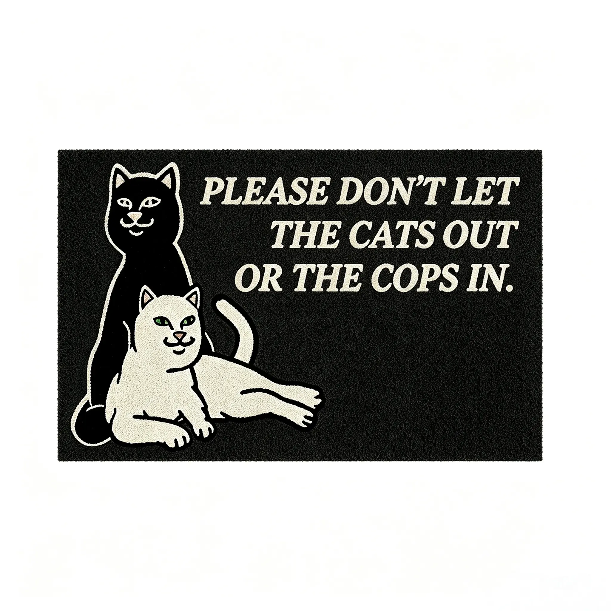 Black Background Funny Black And White Cat Sassy Quote Doormat, Decorative Entry Mat, Casual Farmhouse Welcome Mat, Quirky Front Door Mat, Non‑slip, Indoor Porch Use