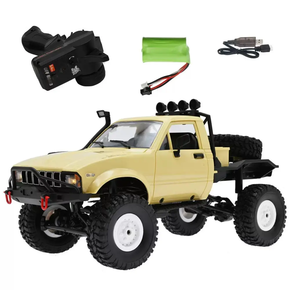 1/16 4WD RC Crawler Toy Truck - 2.4GHz Off-Road Battery-Powered Remote Control Car, All-Terrain RTR RC Toy with LED Lights, Built-in Li-Ion Battery for Ages 12+ Kids