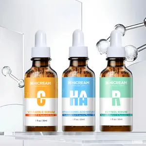 Hicream 3 Pack Face Serum Set - Includes Vitamin C, Retinol & Hyaluronic Acid - Firming, Brightening & Hydrating - Reset Your Skin Day and Night