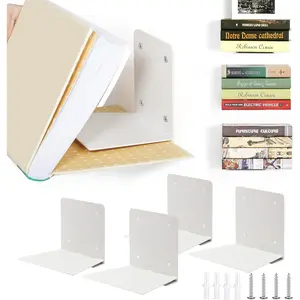 Invisible Floating Bookshelves - 4-Pack Metal Wall Mounted Shelves, Multifunctional White Decor Shelves for Bedroom, Office, Pot Display Home Supplies