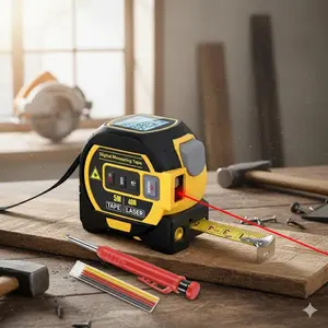 3-in-1 Laser Tape Measure 40M/60M, LCD Backlight, Unit Conversion, Cross Line Laser, High Precision Digital Measuring Tool for Woodworking Construction, Indoor Outdoor Use