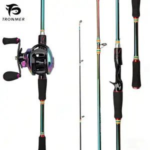 TRONMER Baitcasting Combos, 2-Part Colorful Carbon Fiber Rod, 7.2:1 Gear Ratio 19+1BB Ultra-Smooth Reel for Freshwater And Saltwater Baitcasting Fishing Combo
