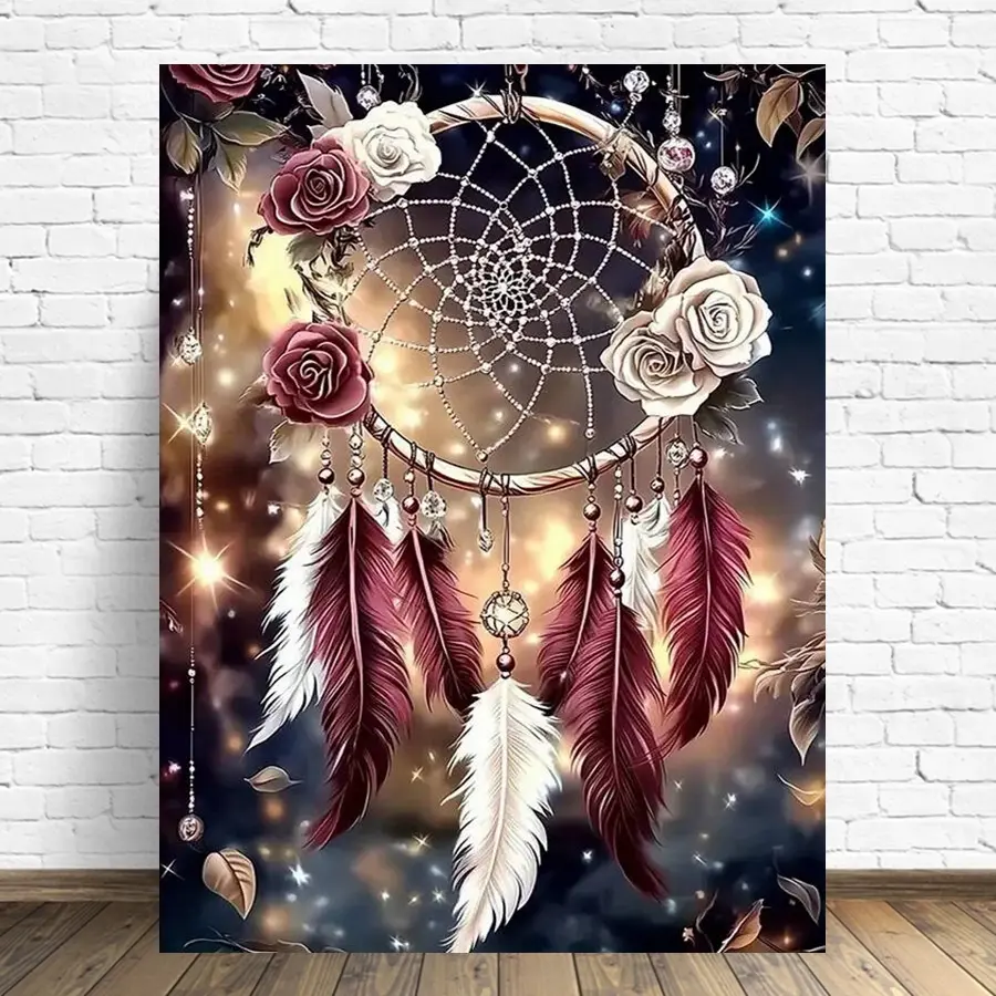 New Arrival Diamond Mosaic Dreamcatcher Landscape DIY Set Flower Diamond Painting Feather Craft Kit Embroidery Handmade Gift Needle Crafts Kit