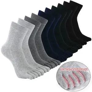 Toe Socks Men and Women Five Fingers Socks Breathable Cotton Socks Sports Running Solid Color Black White Grey Blue Beige Coffee