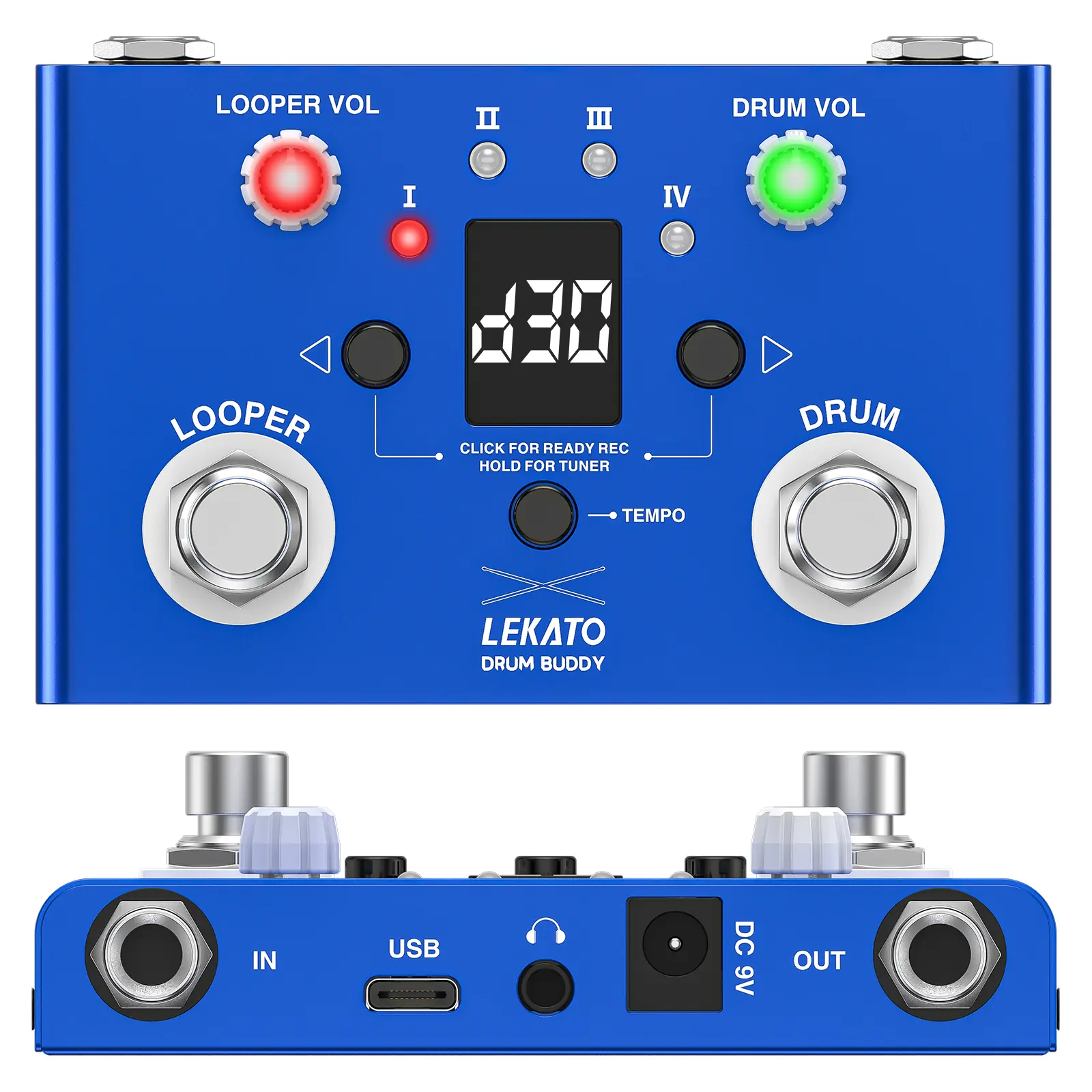 LEKATO Drum Looper Tuner Loop Pedal, Drum Buddy V2, For Digital Electric Guitar Bass Pedals Station, 1 X Drum Looper Pedal, 30 Drum Rhythms