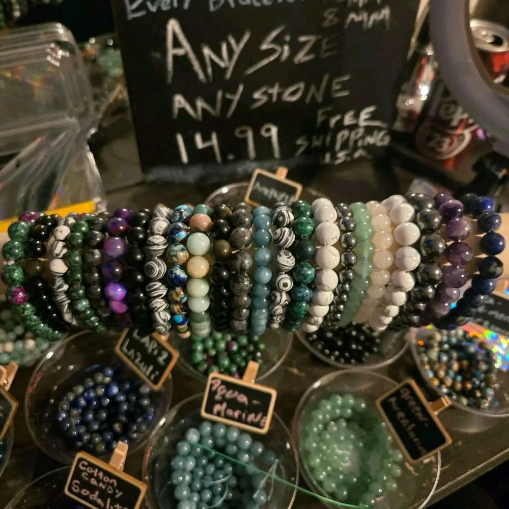 Frequency Charged Natural Stone Beaded Bracelets - Any Size, Any Color, 14.99 US