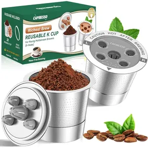 Reusable K Cups for: 2025 Updated My K cup Coffee Refillable Coffee Pods with 5 Holes - for K Supreme/K Slim/K-Duo Gen2/K-Brew Chill with MultiStream Technology (2 Pack)