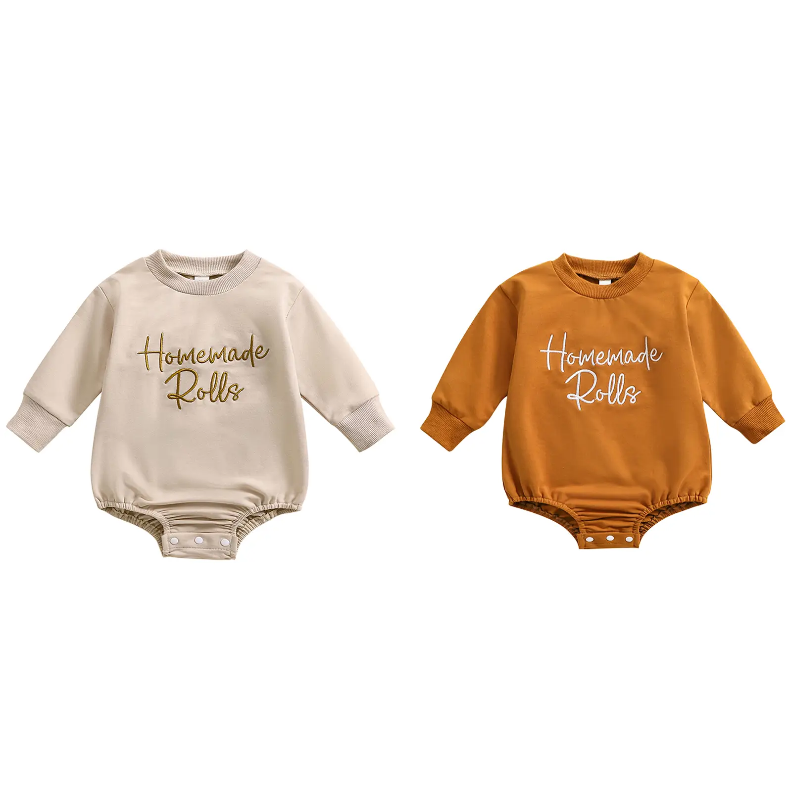 Baby Thanksgiving Outfit Boy Girl Sweatshirt Bubble Romper Sweatshirt Cute Newborn Toddler Fall Clothes Homemade Rolls Brown Bodysuit