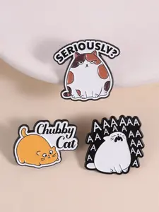Cute Cat Enamel Pin Badge, Metal Craft Lapel Pin for Cat Lovers, Perfect Gift for Cat Enthusiasts & Emoticon Fans