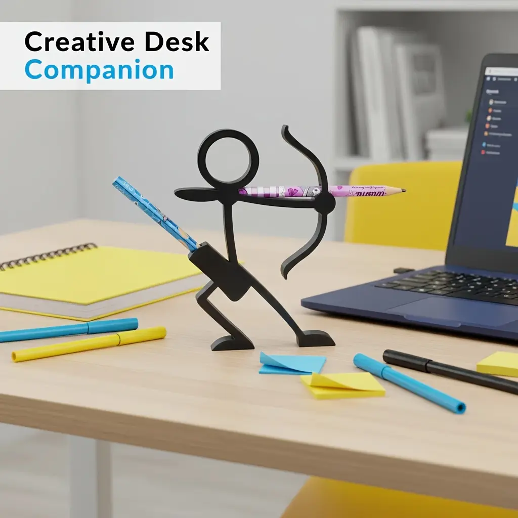 3D printed handsome matchstick pen holder, desk organizer, office supplies, school stationery, student gifts, Christmas and New Year gifts