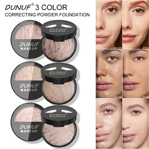 DUNUF Correcting Baked Powder Foundation, Viral TikTok Makeup, Swirl Marbled Texture, Buildable Coverage, Long Lasting Natural Finish, All-In-One Face Makeup for All Skin Tones
