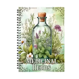 Herb Collection Workbook, 1 Count Botanical Illustrations Spiral Coil Notebook, Medicinal Herbs Spiral Notebook, Perfect for Adults, Plant Enthusiasts