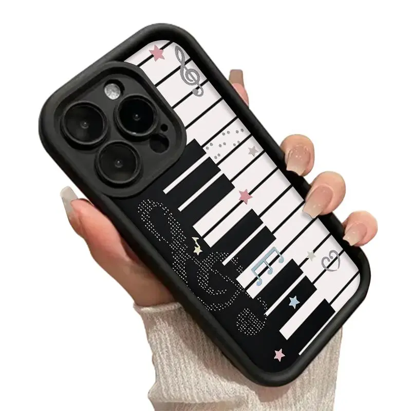 piano Phone Case for iPhone 17 AIR 17 PRO 16 PRO 15  PRO MAX  14 PLUS 13 PRO 12 11 PRO XS MAX X XR Samsung Galaxy S25 Ultra S24 S23 S22 Plus Shockproof Protective Cover Full Protection Anti-Drop Keyboard