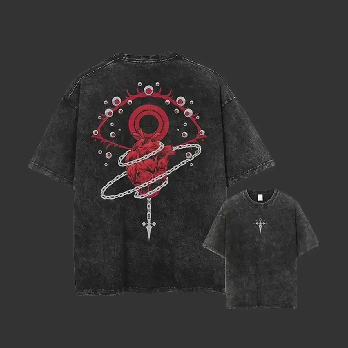 Men's Short-Sleeve Anime Hunter x Hunter Scarlet Eyes Graphic T-Shirt, Vintage Oversized Basic