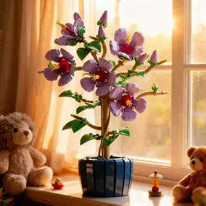 New 660pcs BOTANICAI COLLECTION Hibiscus Flower Stem Building Blocks Sets 10372 Potted home decoration Suitable for Birthday Gifts