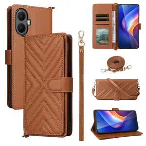 Trendy Tcl K70 5g Leather Flip Case, Anti-Dirty, Compatible with Tcl K70 4g/k70 Power 4g/k70 Se 4g/t453d, Multi-Function with Card Slot and Lanyard