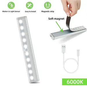 1-Piece LED Smart Motion-Sensing Cabinet Light Strip – White Light (Rechargeable)