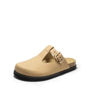 DREAM PAIRS Women's Mary-Janes T-Strap Slip-On Mule Shoes - Clogs with Cut-Out Design, Adjustable Strap, Arch-Support Cushion