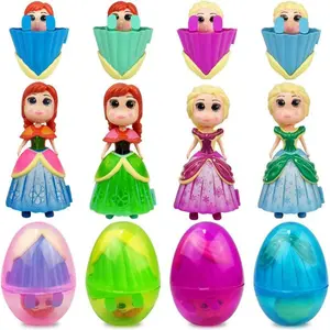 4-Pack Easter Soft Capsule Eggs, Prefilled with Safe Plastic Toys & Princess Deformable Toys, Easter Basket Stuffers for Kids with Observation Fun