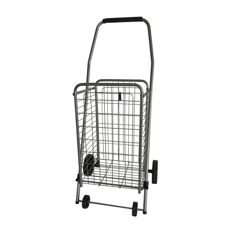 212 MAIN Portable Folding Utility Cart with Steel Frame and Sturdy Wheels, for Laundry & Everyday Needs, 100 lbs Capacity, Gray