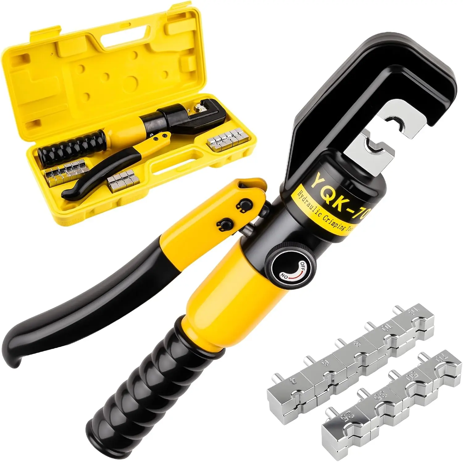 Hydraulic Crimping Tool With 9 Pairs Of Dies, 12 To 2/0 Awg, Hydraulic Wire   Lug Terminal Crimper Crimping Tool, Crimping Easier, 1X Hydraulic Crimper Tool
