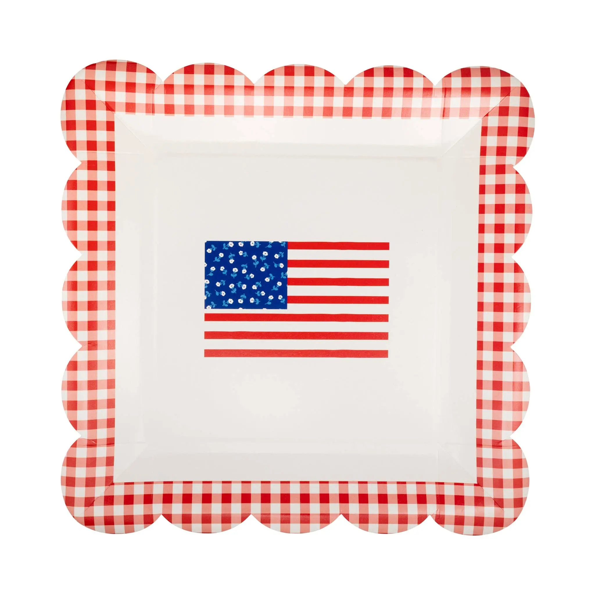 Gingham Flag Paper Plate