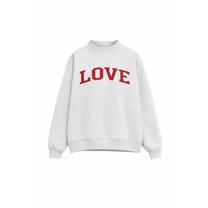LOVE | MOCK Cotton Relaxed Fit Sweatshirt Drop Shoulder Oversized Mockneck