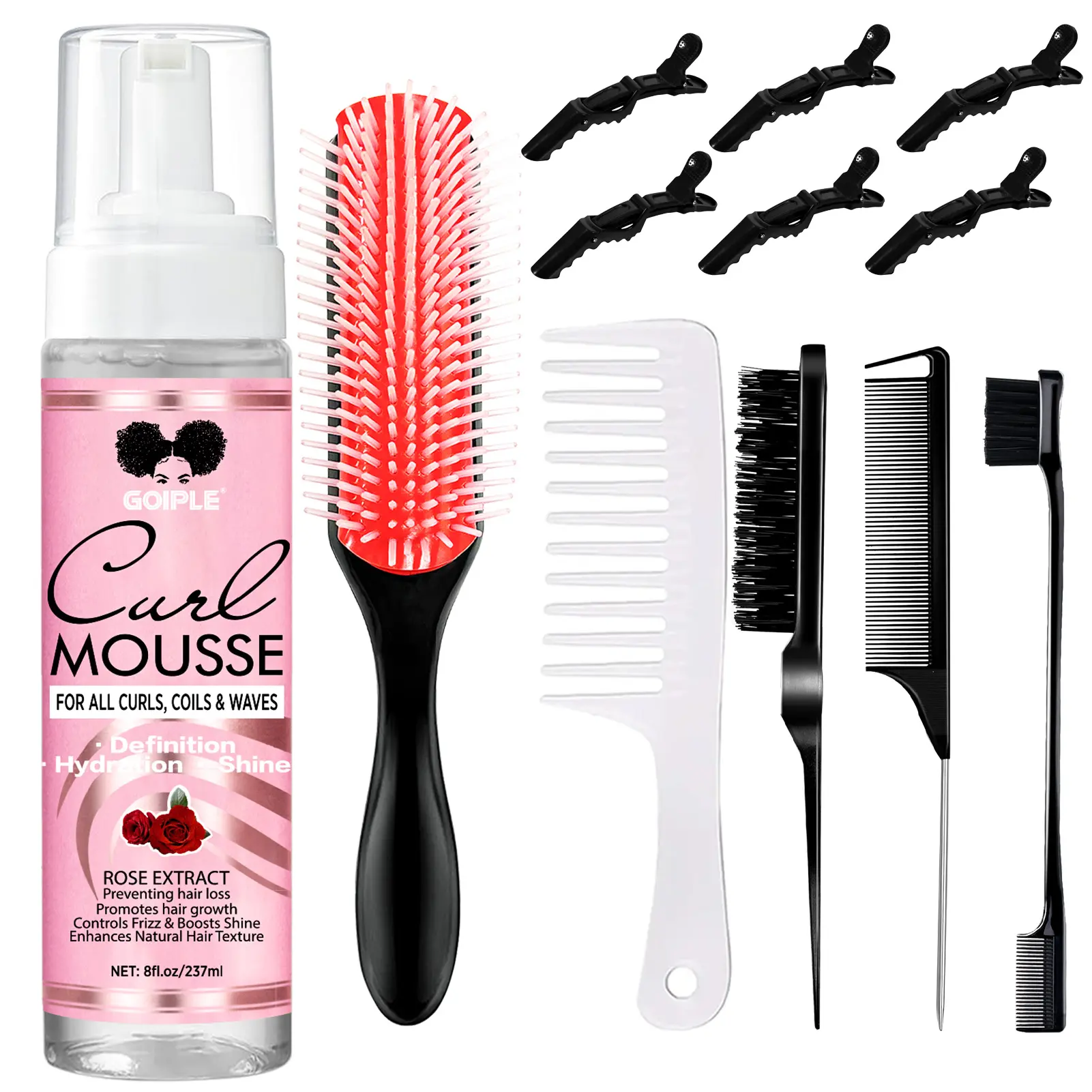 12 Count Curl Mousse Kit for Women - Definition Curl Control, Hydration & Smoothing & Moisturizer for Curly Defining Styling Cream Haircare
