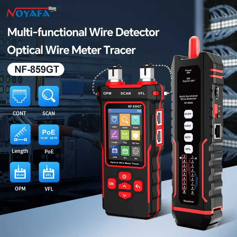 [Official] NOYAFA NF-859GT 10-in-1 Portable Ethernet & Multi Cable Tester & Toner for Field Work, Unique Receiver with Remote/Local Wiremapping, VFL, PoE Compatibility, Crimping Tester, OPM for Power Checks, LED Light Detection, NCV, Flashlighting, Optic