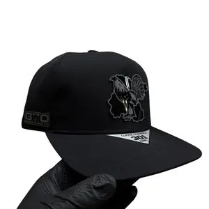 All-Black Gallero De GTO Structured Snapback Baseball Cap with Map Accent, Culture-Infused Sleek Style, Rooster Emblem, Breathable Perforated Panels, Adjustable Fit, Ideal for Streetwear