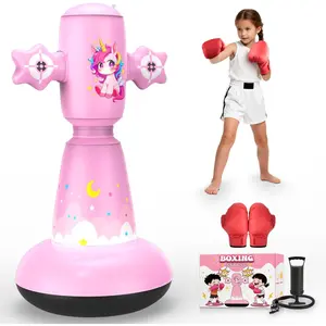 67 Inch Inflatable Punching Bag for Kids 3-12, Standing Boxing Set for Karate & Taekwondo Training, Stable Boxing Bag Active Toy for Boys & Girls, Perfect Christmas Birthday Gifts