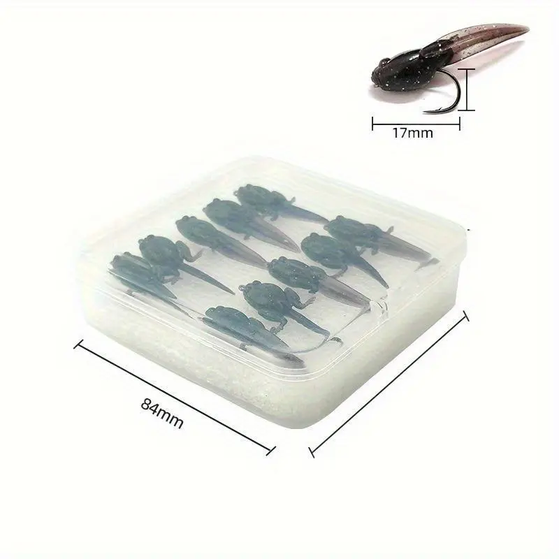 Micro Panfish & Trout Lures 10 Pack, 17mm Pre-Rigged Tadpole Shape Baits for All-Water Finesse Fishing