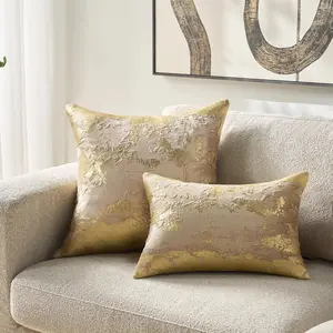 Z Gallerie Oria Metallic Embroidered Lumbar Home Decorative Cushion - Soft Nude/Gold, Removable Soft Cushion for Bedding & Linens, Removable Cushions