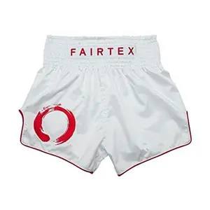Fairtex BS1918 Enso White Slim Cut Muay Thai Boxing Shorts