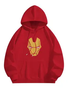 MARVEL Red Iron Man Hoodie - Iconic Design for Superhero Fans Comfortable Fabric Blend Machine Washable
