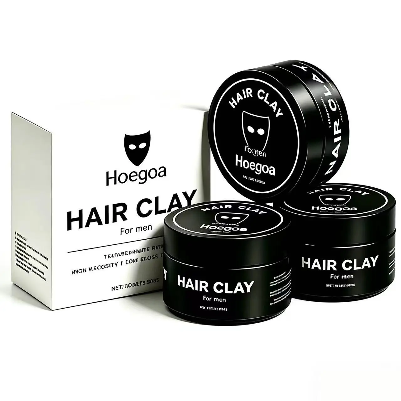 Hoegoa Men's 100g Hair Styling Clay - Gentle Men's Haircare Product, Non-Toxic, Low Shine, Finger Grip, Long-Lasting for Styling Needs, Unscented