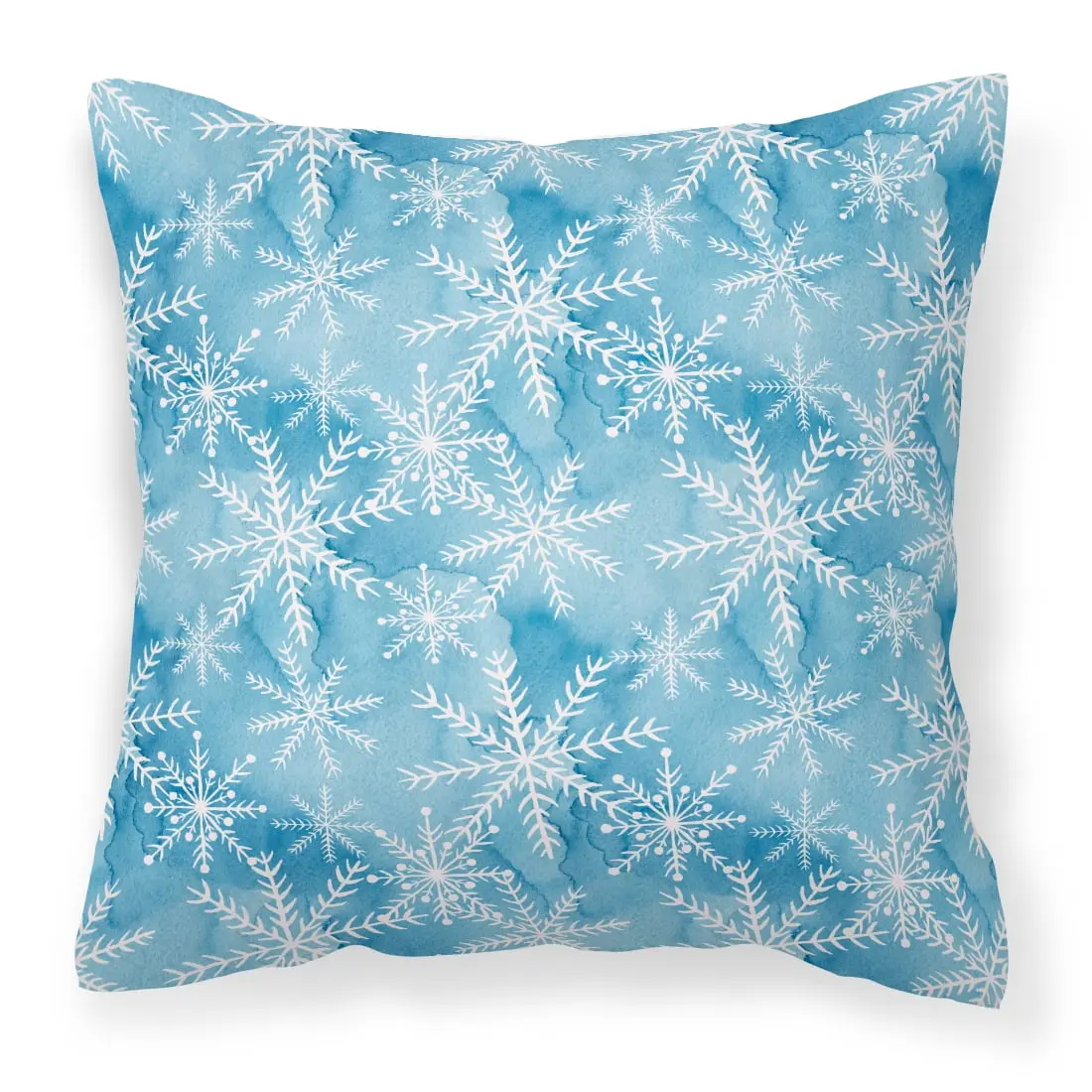 212 MAIN 14x14 in. Square Blue Watercolor Snowflake Indoor-Outdoor Decorative Pillow - Fade Resistant Fabric for Outdoor Sofas, Indoor-Outdoor Decorative Pillows