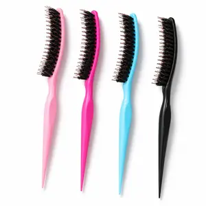 3-Row Teasing Hair Brush, Lightweight Plastic Salon Styling Comb with Boar Bristles & Nylon Pins, Volumizing Backcomb Brush for Sectioning, Root Lifting, Smoothing Hair, Updos, Ponytails, Wigs & Daily Hair Styling Tools