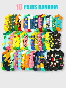 Women's Colorful Creative Fruit Pattern Casual Socks, Fashion Funny Print Summer Spring Comfortable Multi-Color Socks Series, Casual Comfy Socks